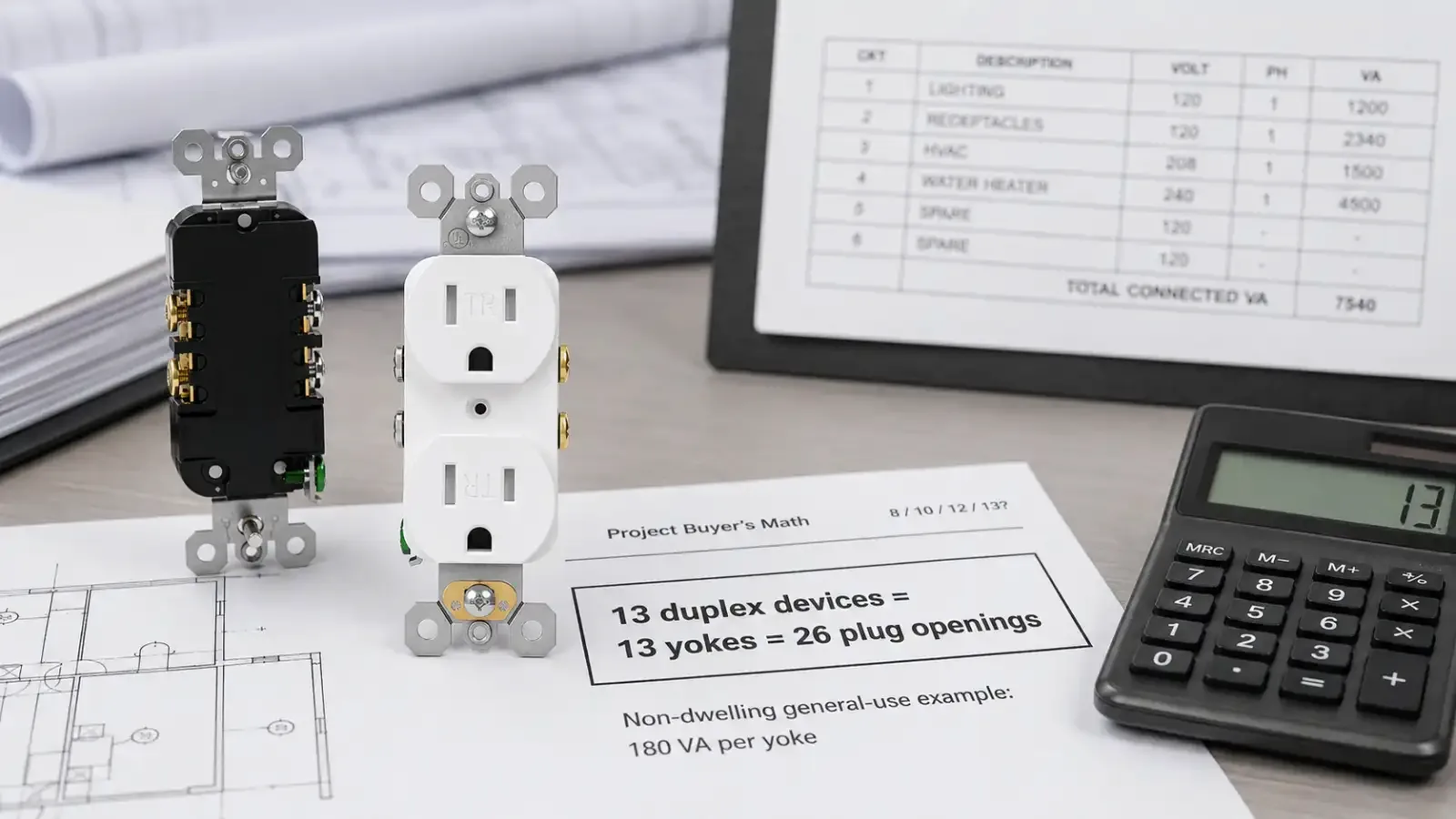 A device schedule for a tenant fit-out, checked line by line against a